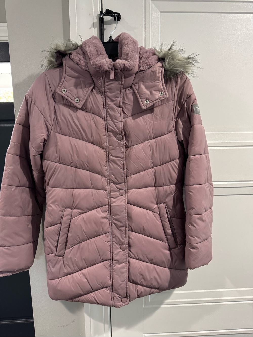 abercrombie kids Mauve Quilted Faux-Fur Hooded Puffer
